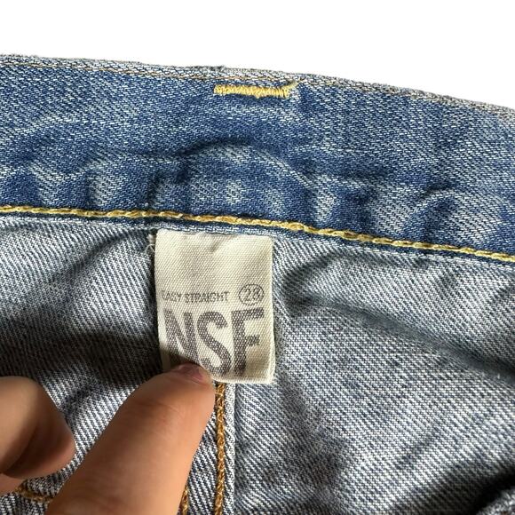 NSF Easy Straight Distressed Intentionally Discolored Medium Wash Denim Jeans 28 - Picture 8 of 12